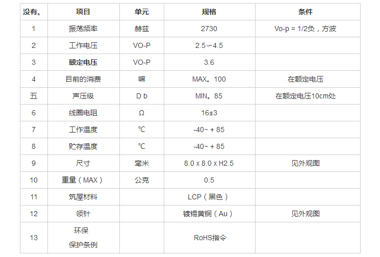 无源蜂鸣器SMD-080025H