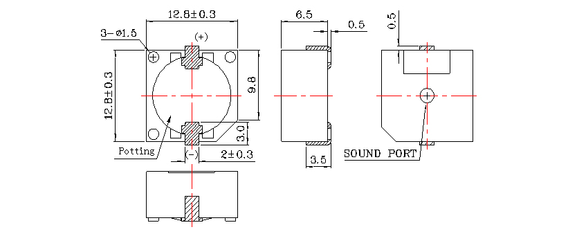 贴片蜂鸣器SMD-128065F