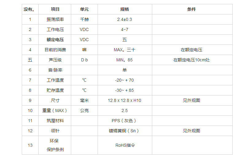 贴片蜂鸣器SMD-128100F