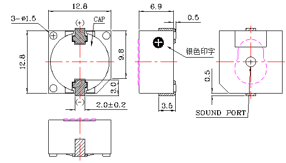 贴片蜂鸣器SMD-128070F